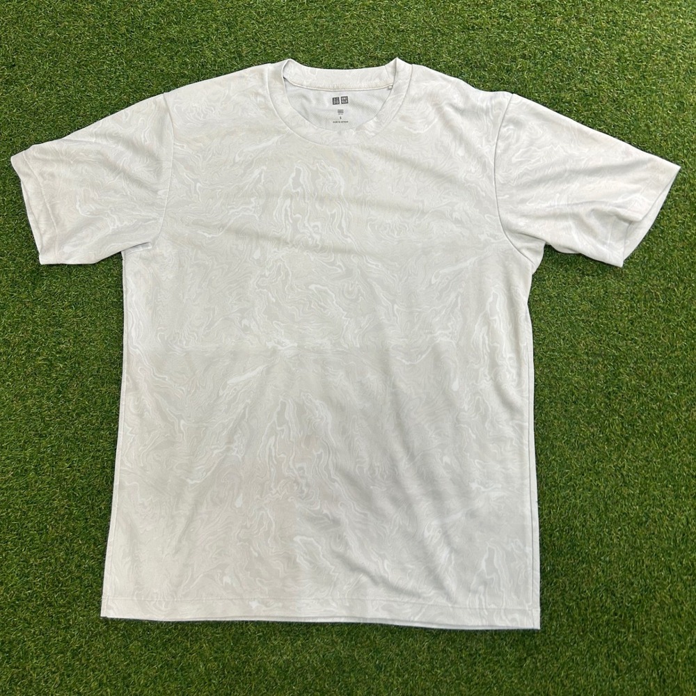 Uniqlo Dry-EX Mens Grey Marble Swirl Performance Athletic T-Shirt Size L